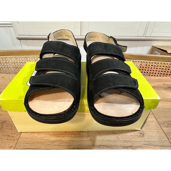 Finn Mens Comfort Sylt Sandal Black Nubuck Size 9.5/10 US 43 EU NIB Soft Footbed - Picture 5 of 15